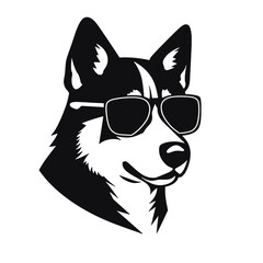 Husky silhouette. Husky black icon on white background