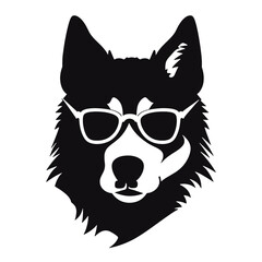 Husky silhouette. Husky black icon on white background