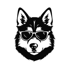 Husky silhouette. Husky black icon on white background