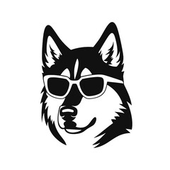 Husky silhouette. Husky black icon on white background