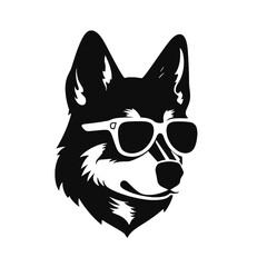 Husky silhouette. Husky black icon on white background