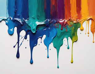 Strokes and splashes of multi-colored oil paint