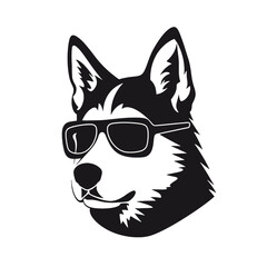 Husky banner template. Siberian Husky head on white background. Husky dog