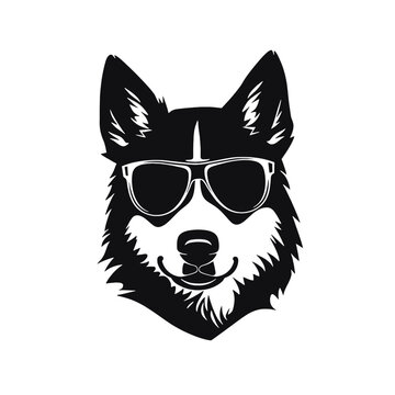 Husky banner template. Siberian Husky head on white background. Husky dog