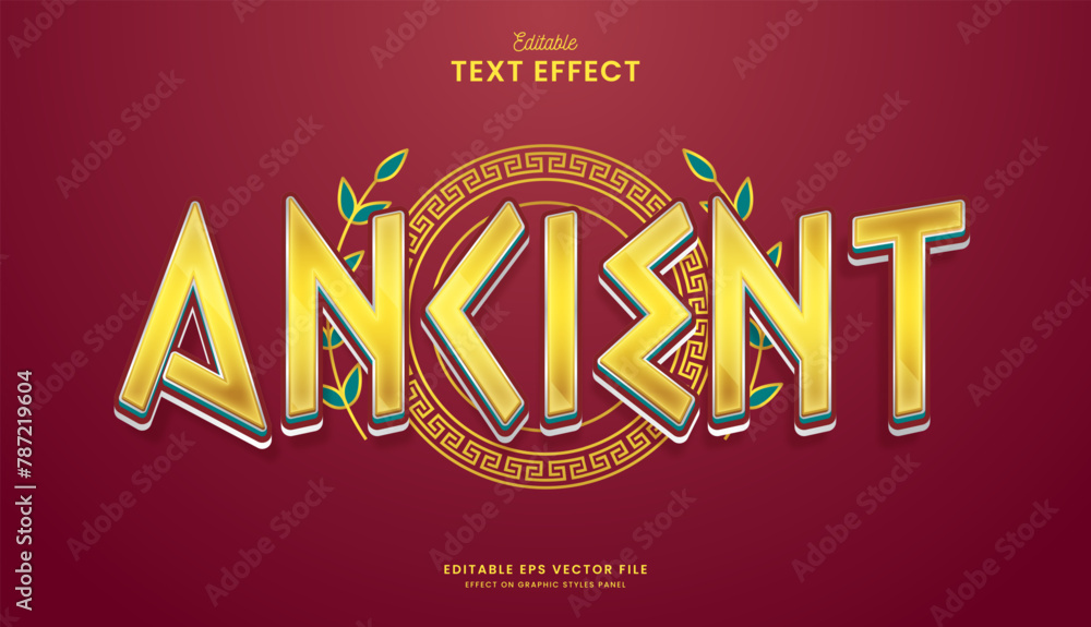 Poster decorative golden ancient editable text effect vector design