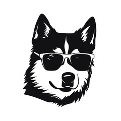 Husky banner template. Siberian Husky head on white background. Husky dog