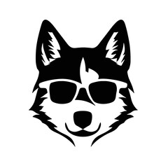 Husky banner template. Siberian Husky head on white background. Husky dog