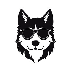 Husky banner template. Siberian Husky head on white background. Husky dog