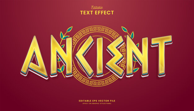 decorative golden ancient editable text effect vector design