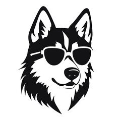 Husky banner template. Siberian Husky head on white background. Husky dog