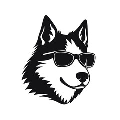 Husky banner template. Siberian Husky head on white background. Husky dog