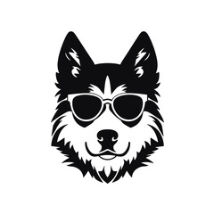 Husky banner template. Siberian Husky head on white background. Husky dog