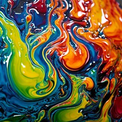 Looking inside a colorful abstraction: spreading paint
