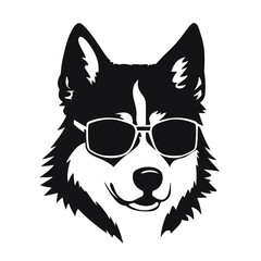 Husky silhouette, logo style vector illustration