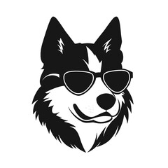 Husky silhouette, logo style vector illustration