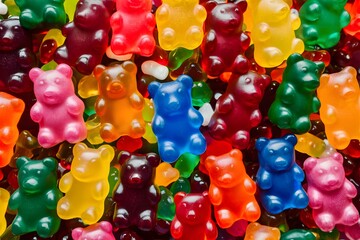 assortment of colorful gummy bear candy in professional photography