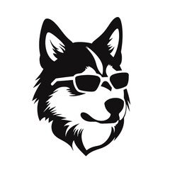 Husky silhouette, logo style vector illustration