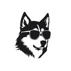 Husky silhouette, logo style vector illustration