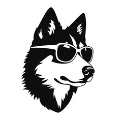Husky silhouette, logo style vector illustration