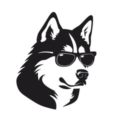 Husky silhouette, logo style vector illustration