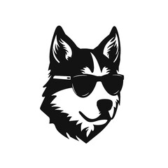 Husky silhouette, logo style vector illustration