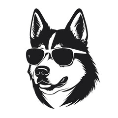 Husky silhouette, logo style vector illustration