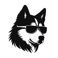 Husky silhouette, logo style vector illustration