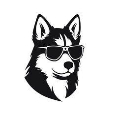 Husky silhouette, logo style vector illustration