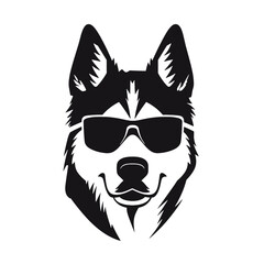 Husky silhouette, logo style vector illustration