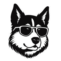 Husky silhouette, logo style vector illustration