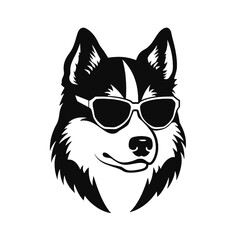 Husky silhouette, logo style vector illustration