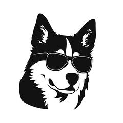 Husky silhouette, logo style vector illustration