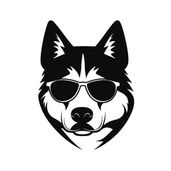 Husky silhouette, logo style vector illustration