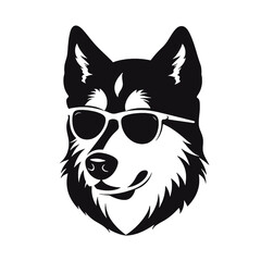 Husky silhouette, logo style vector illustration