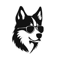 Husky silhouette, logo style vector illustration