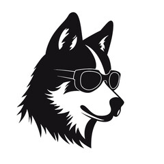 Husky silhouette, logo style vector illustration