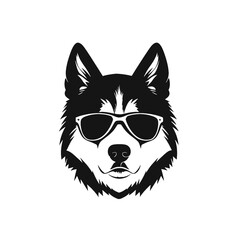 Husky silhouette, logo style vector illustration