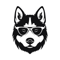 Husky silhouette, logo style vector illustration