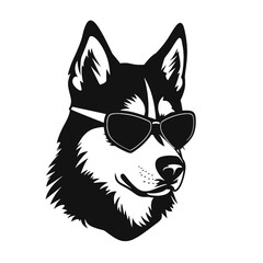 Siberian husky dog vector silhouette