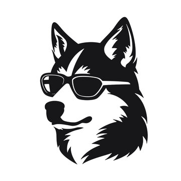 Husky silhouette, logo style vector illustration