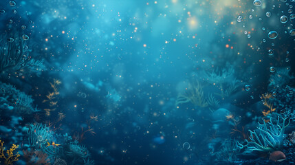Coral reef background with place for text. - obrazy, fototapety, plakaty