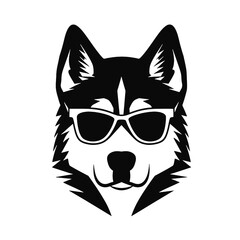 Siberian husky dog vector silhouette