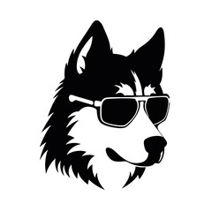 Siberian husky dog vector silhouette