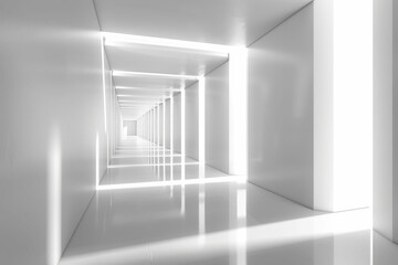 Abstract empty, modern concrete room with indirect lighting from top and rough cement floor - industrial interior background template. Beautiful simple AI generated image in 4K, unique.