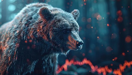 Bear Market Concerns, Depict scenes of worried investors, downturns in stock prices, and negative market sentiment during a bear market - obrazy, fototapety, plakaty