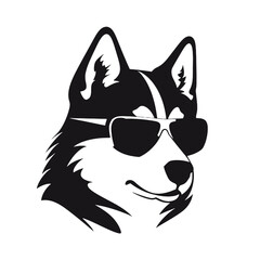 Siberian husky dog vector silhouette