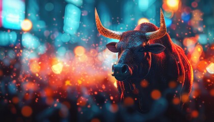 Bull Market Celebration, Illustrate scenes of investors celebrating and cheering in response to a bull market, with rising stock prices and positive sentiment - obrazy, fototapety, plakaty