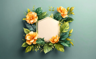 Beautiful floral wreath wedding invitation card template