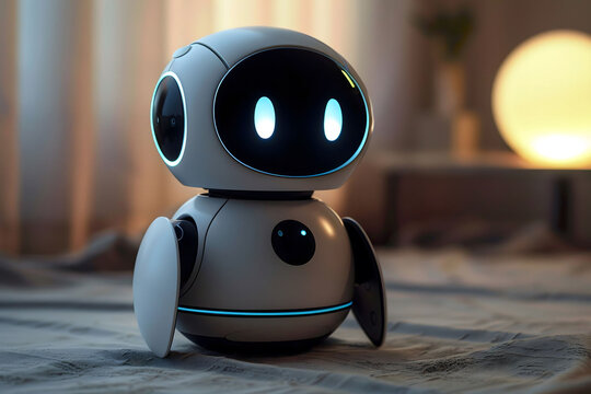 Cuttie, the lovable help bot minimalistic design, soft lighting, engaging, helpful demeanor