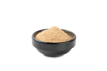 Cinnamon sugar isolated on white background. Homemade cinnamon sugar in a bowl on background. Brown sugar. Spice mixture for drinks and baking.